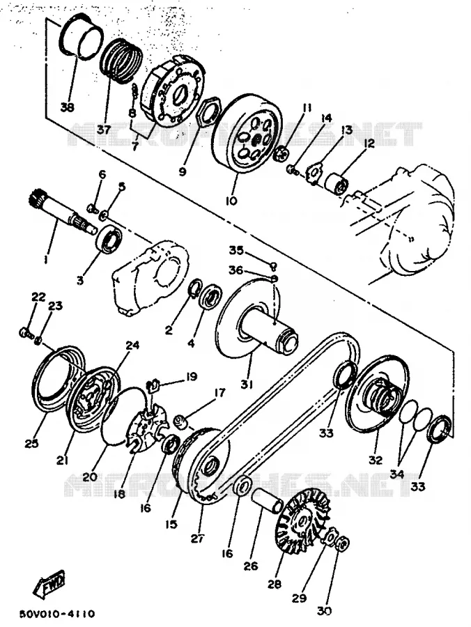 STARTMOTOR KOPPELINGS Yamaha SCOOTER 125 1993 BELUGA  XC125