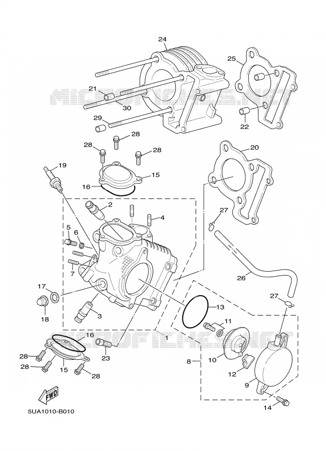 CILINDERKOP Yamaha SCOOTER 125 2004 CYGNUS  XC125