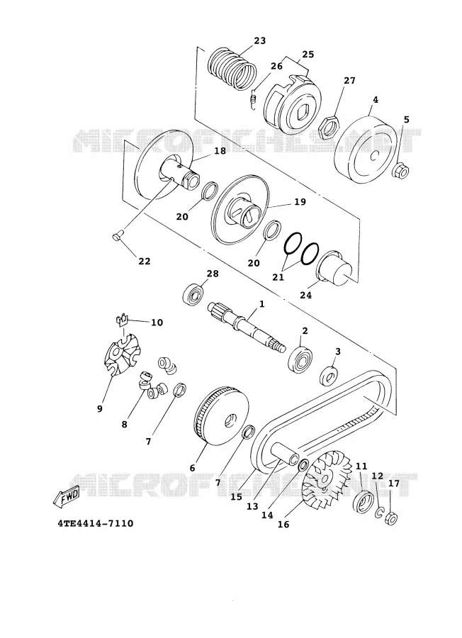 STARTMOTOR KOPPELINGS Yamaha SCOOTER 125 2001 CYGNUS  XC125F