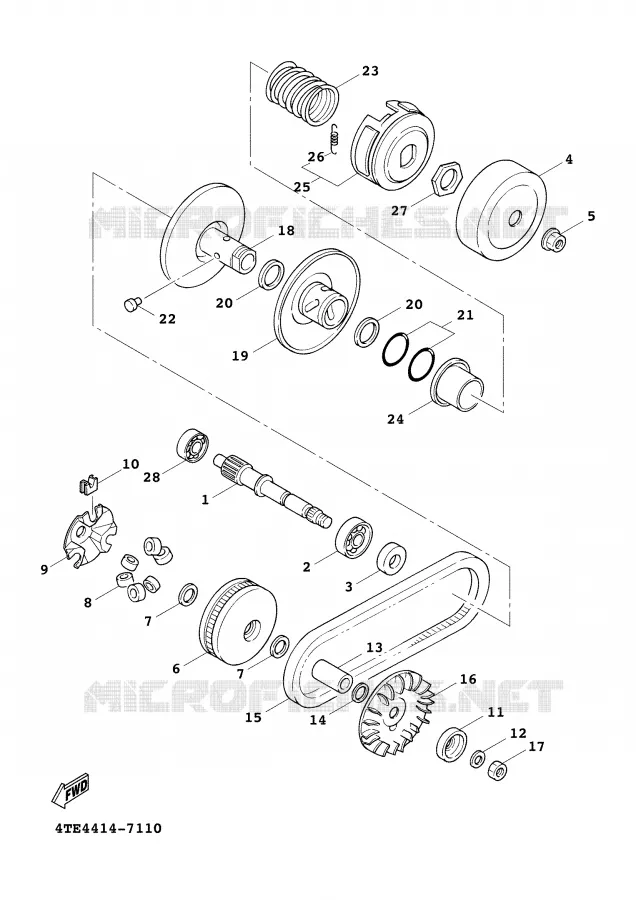 STARTMOTOR KOPPELINGS Yamaha SCOOTER 125 2000 CYGNUS  XC125FC