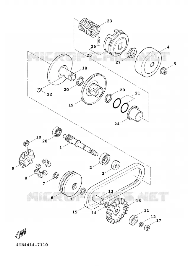 STARTMOTOR KOPPELINGS Yamaha SCOOTER 125 2000 CYGNUS  XC125FH