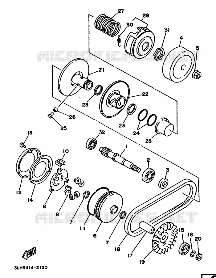 STARTMOTOR KOPPELINGS Yamaha SCOOTER 150 1992 FLY ONE  XC150