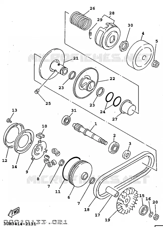 STARTMOTOR KOPPELINGS Yamaha SCOOTER 150 1997 FLY ONE  XC150E