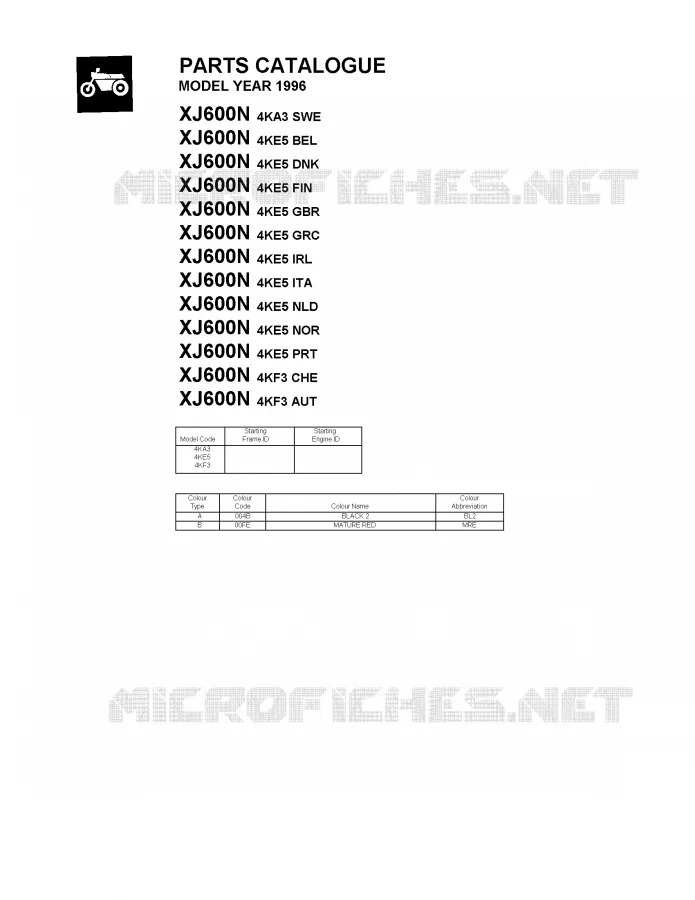 * CATALOG PREFACE * Yamaha MOTO 600 1996 XJN  XJ600N