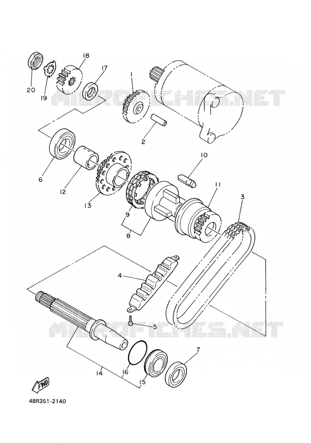 STARTMOTOR KOPPELINGS Yamaha MOTO 600 2001 XJN  XJ600N