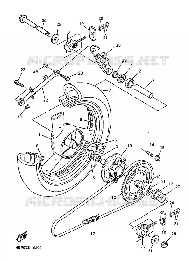 ACHTERWIEL Yamaha MOTO 600 1999 XJS DIVERSION  XJ600S