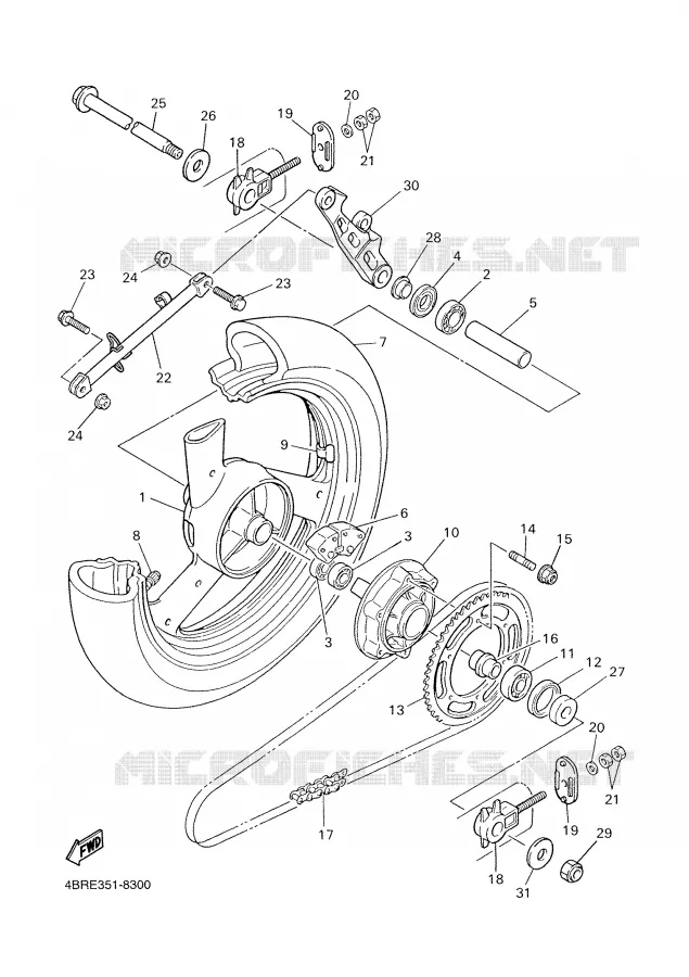 ACHTERWIEL Yamaha MOTO 600 2001 XJS DIVERSION  XJ600S