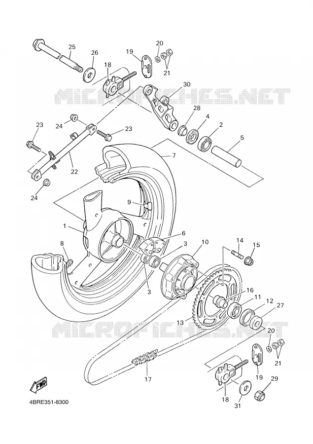 ACHTERWIEL Yamaha MOTO 600 2001 XJS DIVERSION  XJ600S