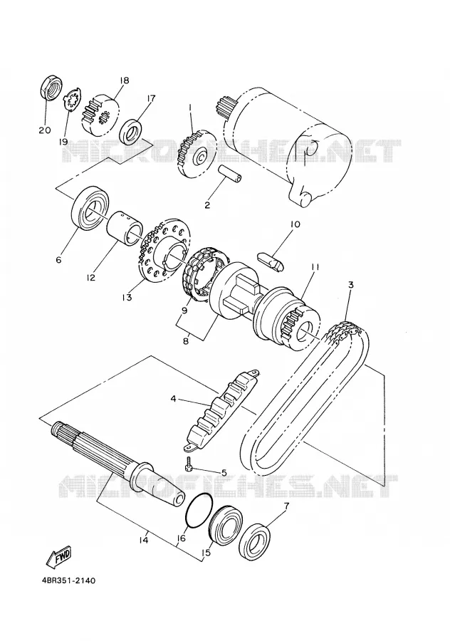 STARTMOTOR KOPPELINGS Yamaha MOTO 600 2002 XJS DIVERSION  XJ600S