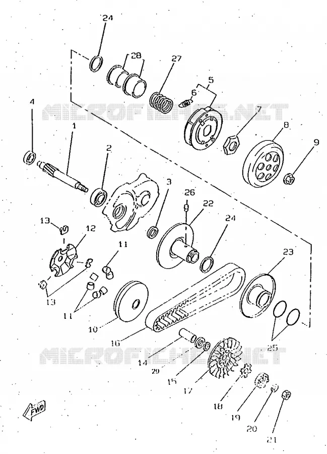 STARTMOTOR KOPPELINGS Yamaha SCOOTER 50 1997 BOOSTER  CW50RS