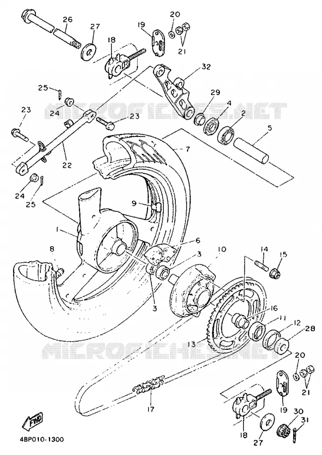 ACHTERWIEL Yamaha MOTO 600 1992 XJS DIVERSION  XJ600SN (20.3KW