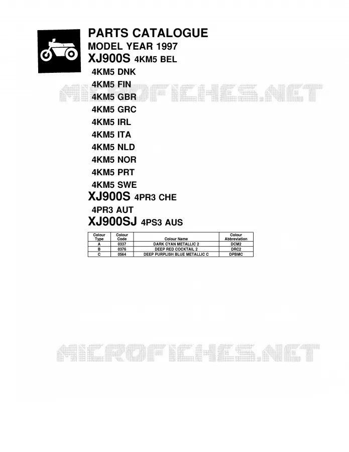 * CATALOG PREFACE * Yamaha MOTO 900 1997 DIVERSION  XJ900S