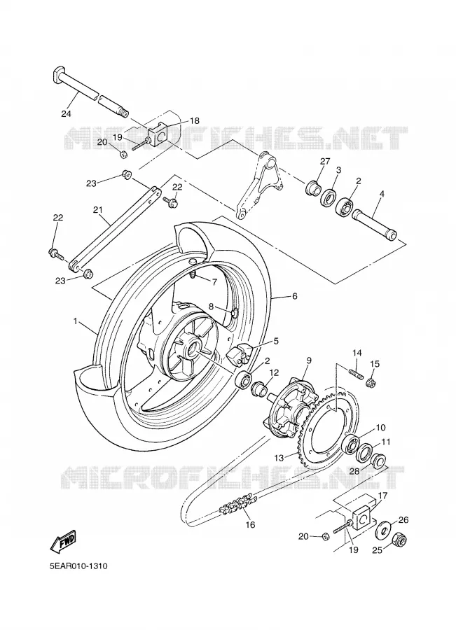 ACHTERWIEL Yamaha MOTO 1300 2003 XJR  XJR1300
