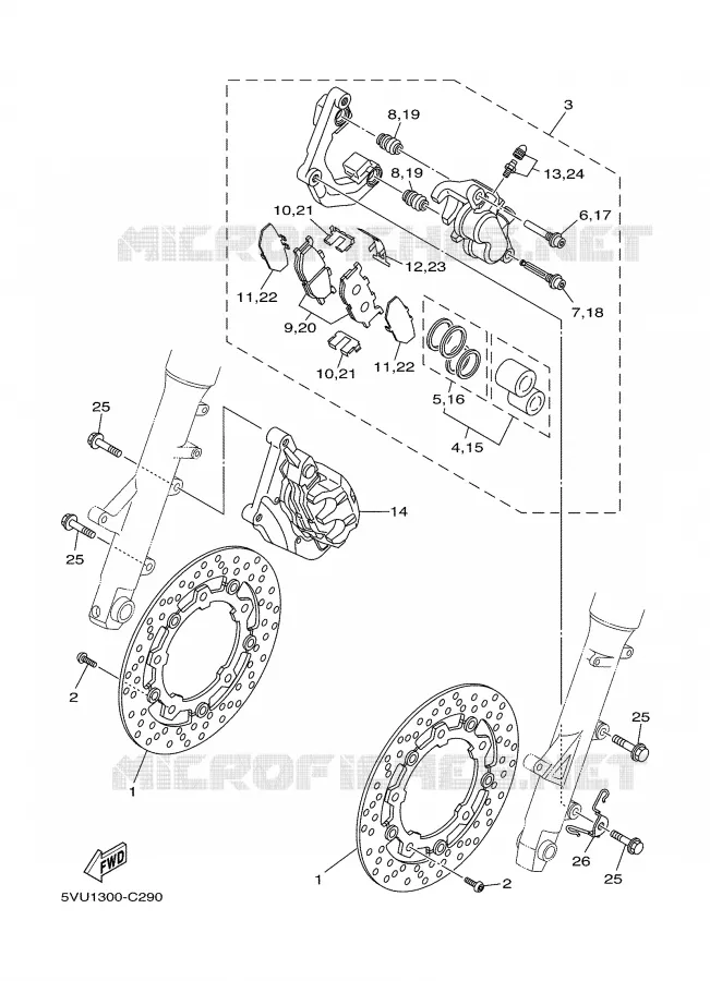REMKLAUW VOOR Yamaha SCOOTER 500 2004 TMAX  XP500