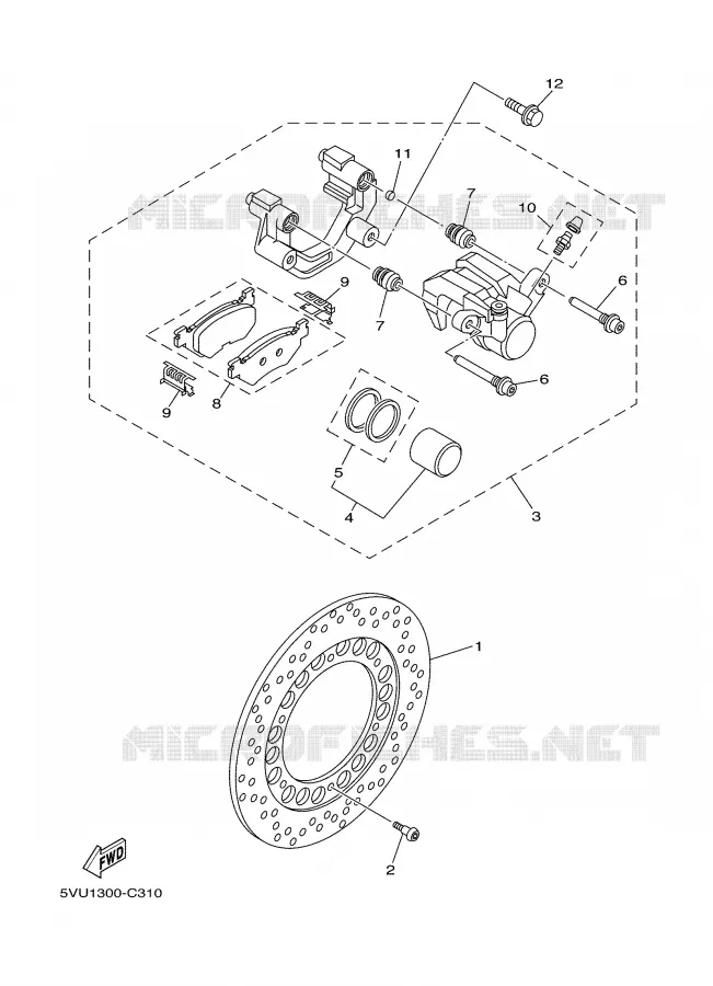 REMKLAUW ACHTER Yamaha SCOOTER 500 2004 TMAX  XP500