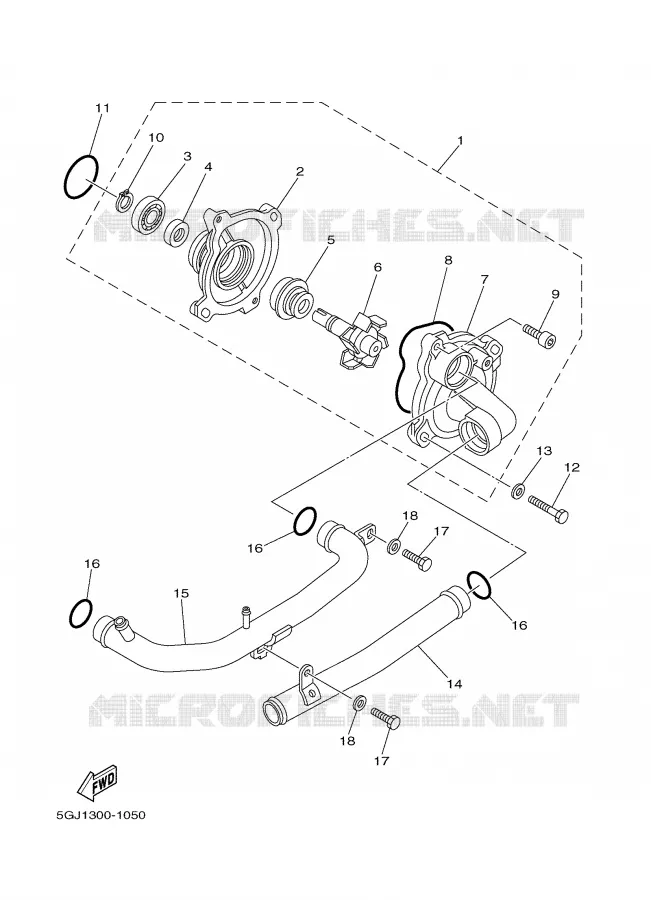 WATERPOMP / SLANGEN Yamaha SCOOTER 500 2007 TMAX  XP500 TMAX