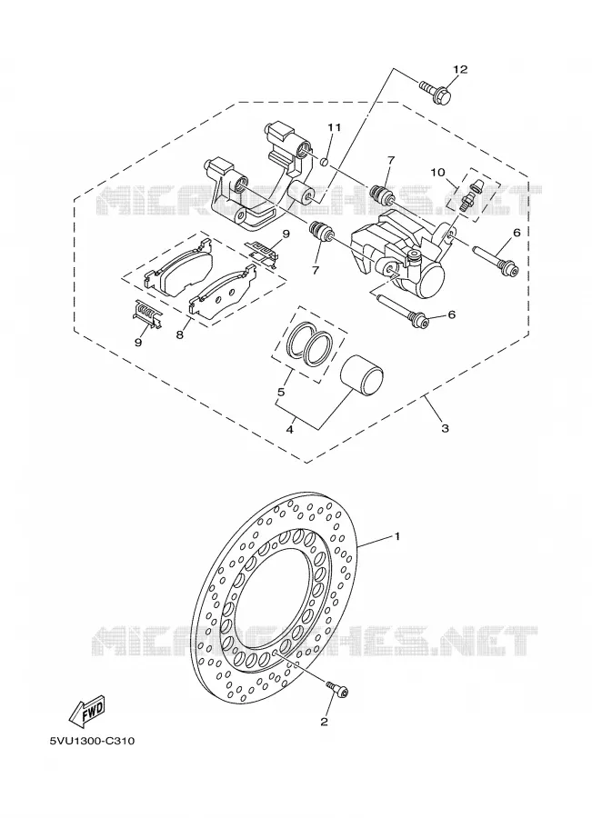 REMKLAUW ACHTER Yamaha SCOOTER 500 2004 TMAX  XP500S