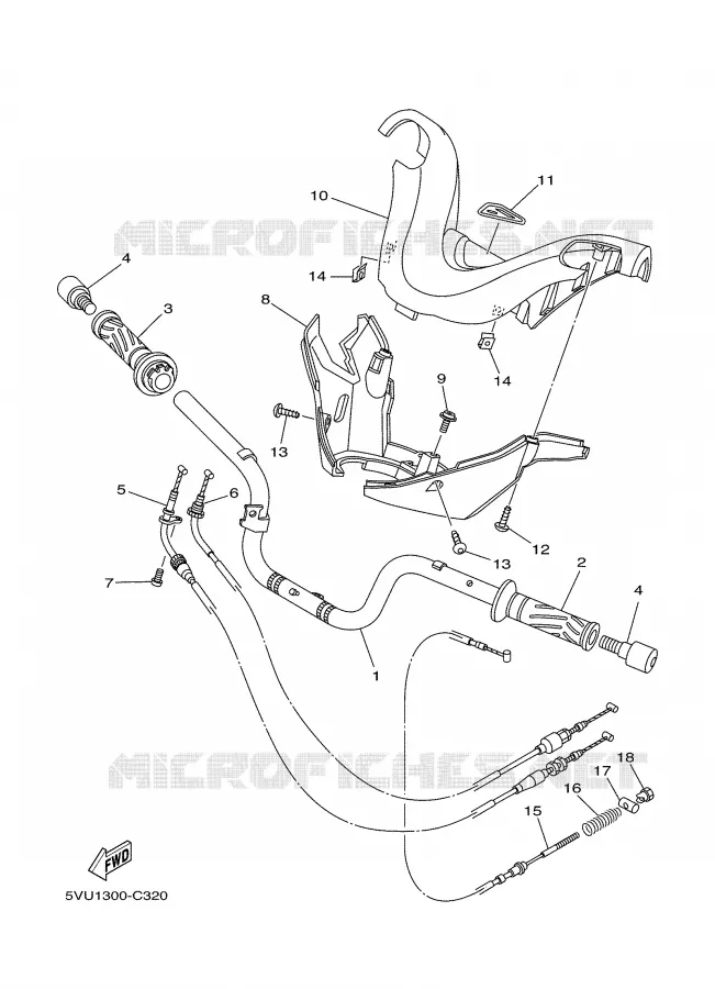 STUUR / KABEL Yamaha SCOOTER 500 2004 TMAX  XP500S