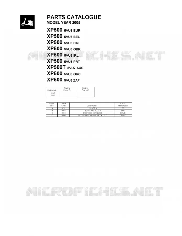 * CATALOG PREFACE * Yamaha SCOOTER 500 2005 TMAX  XP500T
