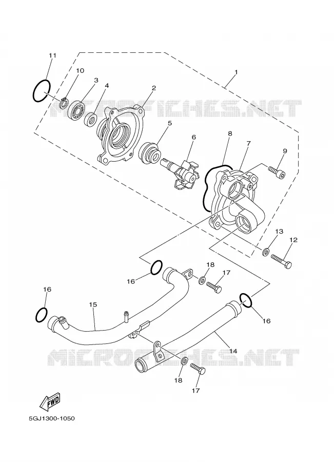 WATERPOMP / SLANGEN Yamaha SCOOTER 500 2007 TMAX  XP500W