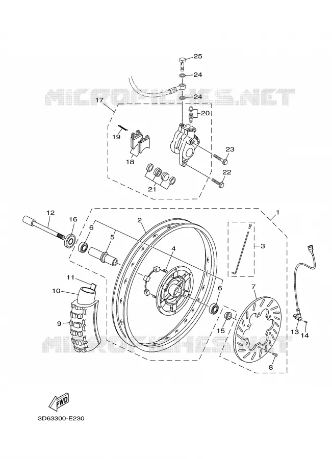 REM / WIEL VOOR Yamaha MOTO 125 2006 XTR  XT125R