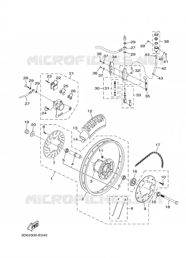 ACHTERWIEL / REM Yamaha MOTO 125 2006 XTR  XT125R