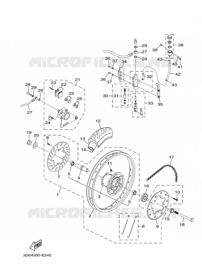 ACHTERWIEL / REM Yamaha MOTO 125 2006 XTX  XT125X