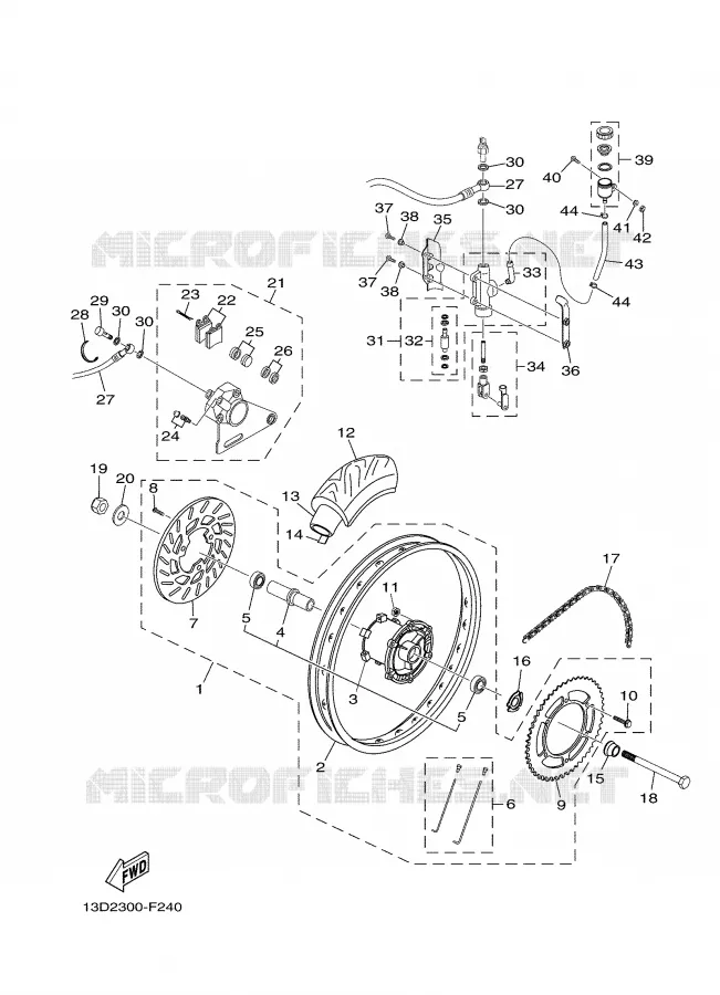 ACHTERWIEL / REM Yamaha MOTO 125 2008 XTX  XT125X
