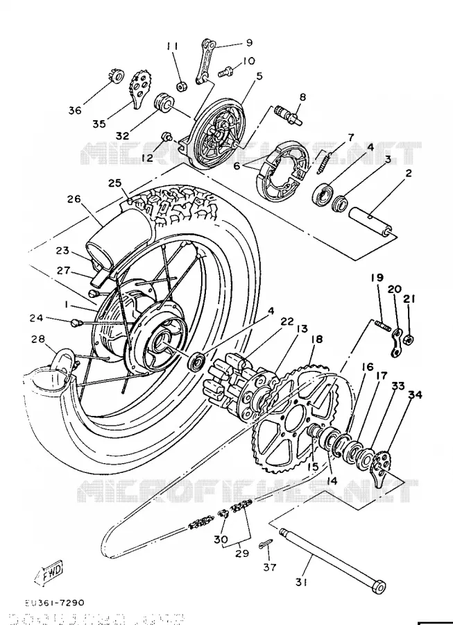 ACHTERWIEL Yamaha MOTO 250 1987 XT  XT250