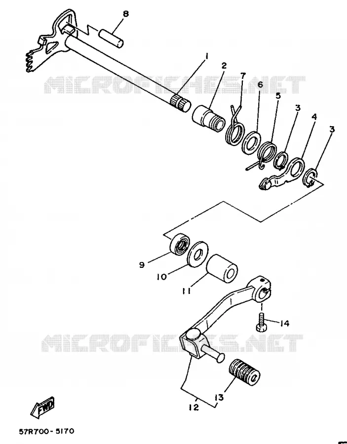 SCHAKEL STANG / PEDAAL Yamaha MOTO 350 1987 XT  XT350