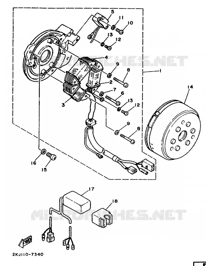 DYNAMO Yamaha MOTO 350 1987 XT  XT350