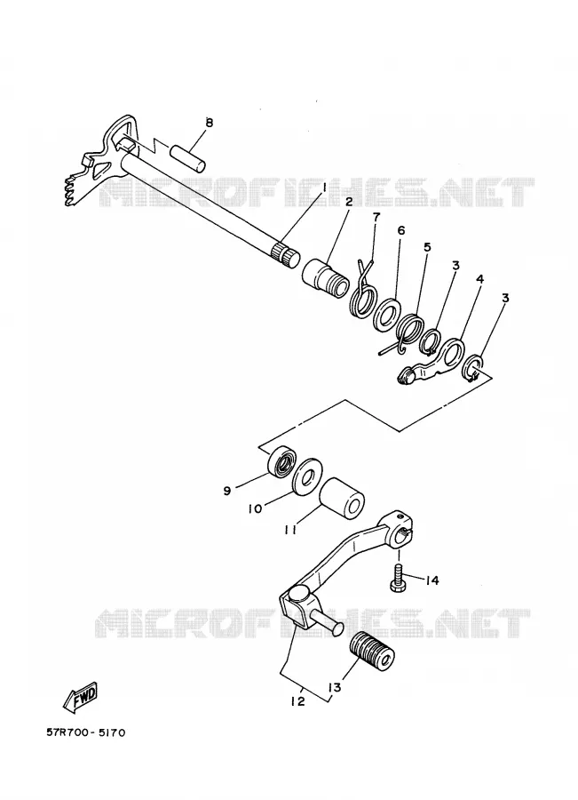 SCHAKEL STANG / PEDAAL Yamaha MOTO 350 1988 XT  XT350'88