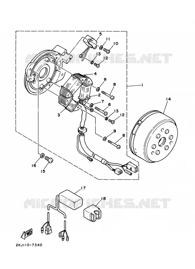 DYNAMO Yamaha MOTO 350 1988 XT  XT350'88