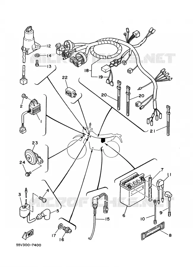 ELECTRISCH 1 Yamaha MOTO 350 1988 XT  XT350'88