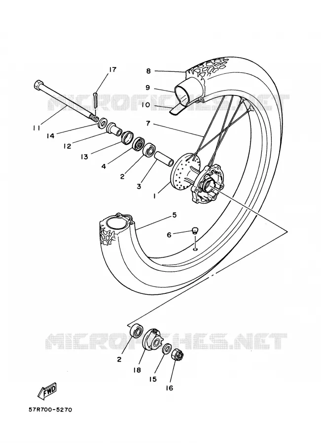 VOORWIEL Yamaha MOTO 350 1988 XT  XT350'88