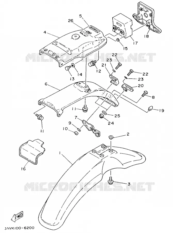 SPATBORD - FOR USA / CANADA Yamaha MOTO 350 1993 XT  XT350H