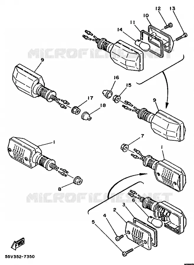 KNIPPERLICHT - FOR OCEANIA Yamaha MOTO 350 1993 XT  XT350H