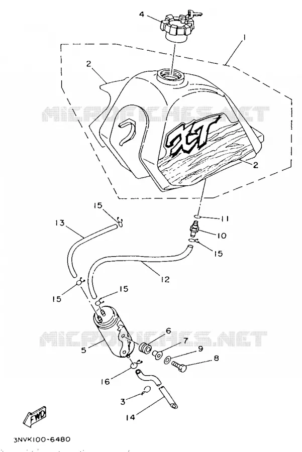 BENZINE TANK - ONLY FOR CALIFORNIA Yamaha MOTO 350 1993 XT  XT350H