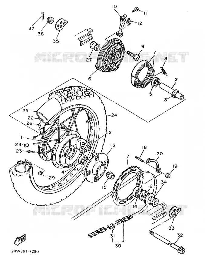 ACHTERWIEL Yamaha MOTO 500 1987 XTZ  XT500Z