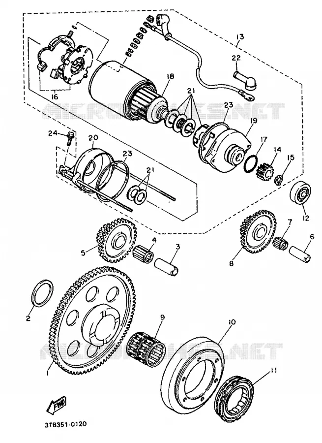 STARTMOTOR KOPPELINGS Yamaha MOTO 600 1990 XTE  XT600E