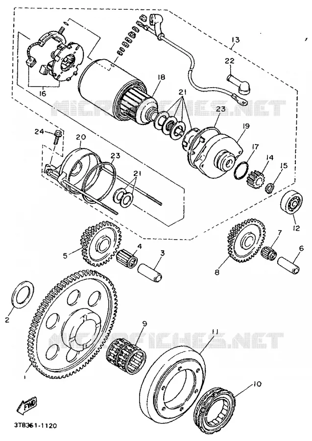 STARTMOTOR KOPPELINGS Yamaha MOTO 600 1993 XTE  XT600E