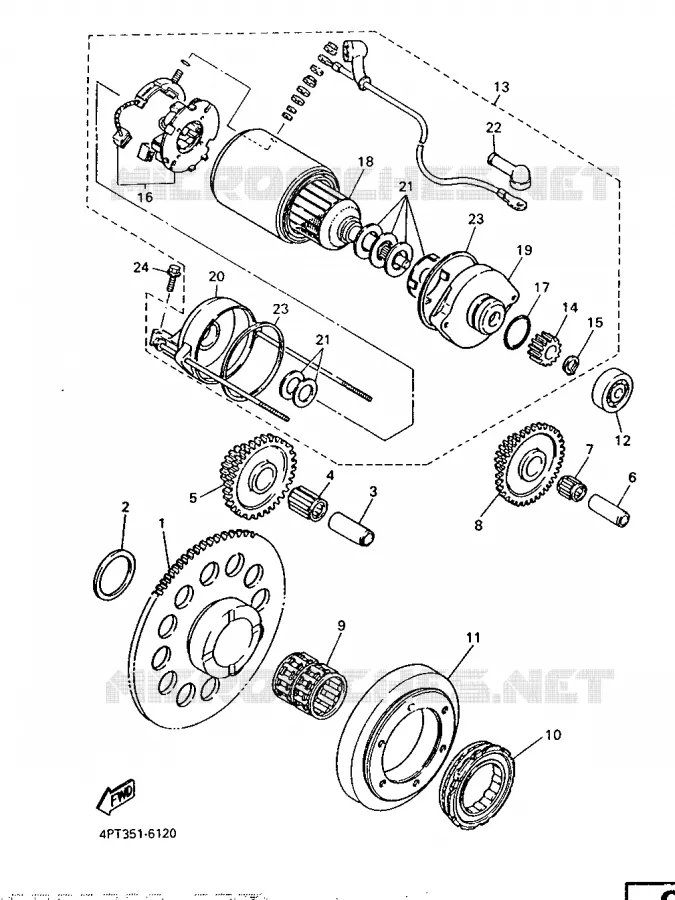 STARTMOTOR KOPPELINGS Yamaha MOTO 600 1996 XTE  XT600E