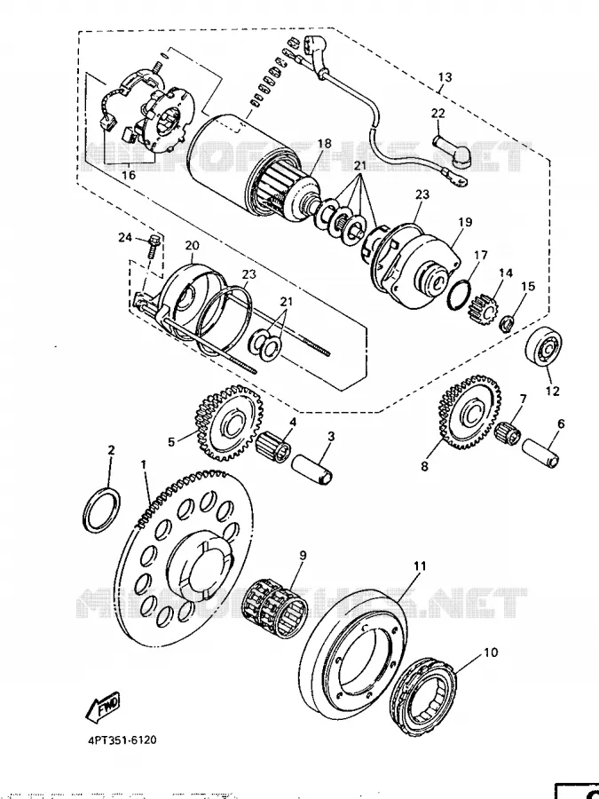 STARTMOTOR KOPPELINGS Yamaha MOTO 600 1997 XTE  XT600E