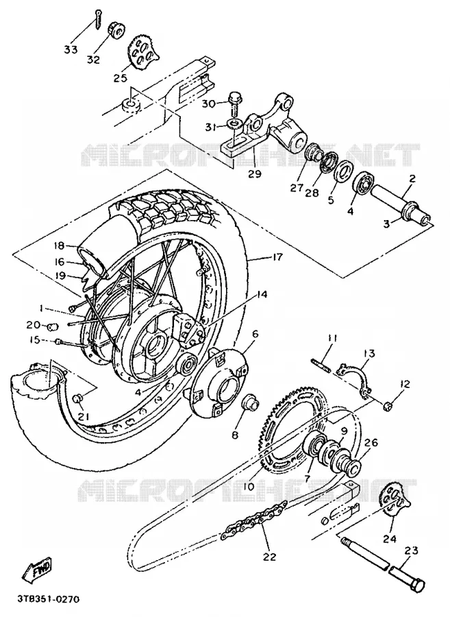 ACHTERWIEL Yamaha MOTO 600 1993 XT  XT600K