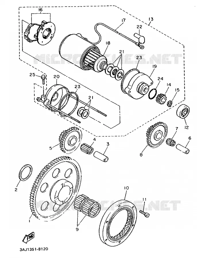 STARTMOTOR KOPPELINGS Yamaha MOTO 600 1988 XTZ  XT600Z