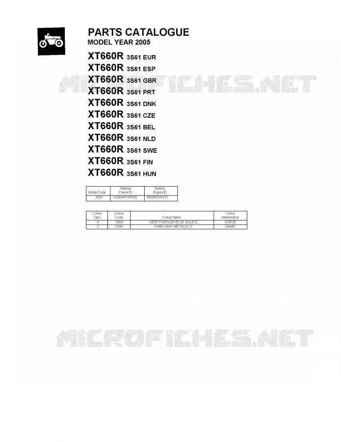 * CATALOG PREFACE * Yamaha MOTO 660 2005 XTR  XT660R