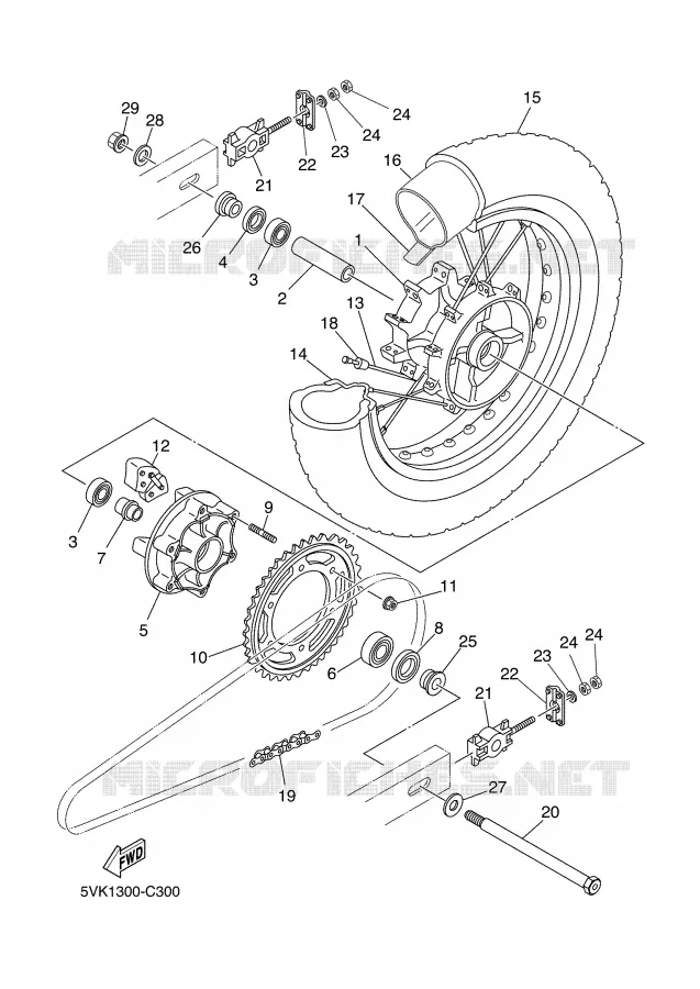 ACHTERWIEL Yamaha MOTO 660 2005 XTR  XT660R