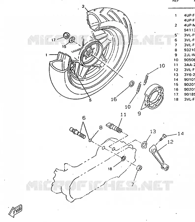 ACHTERWIEL Yamaha SCOOTER 50 1998 ROCKET  CW50RSP