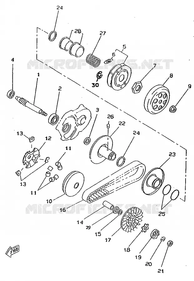 STARTMOTOR KOPPELINGS Yamaha SCOOTER 50 1998 ROCKET  CW50RSP