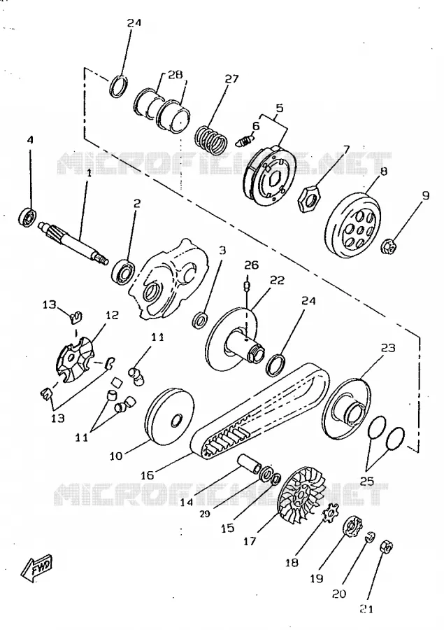 STARTMOTOR KOPPELINGS Yamaha SCOOTER 50 1997 BOOSTER  CW50RSX